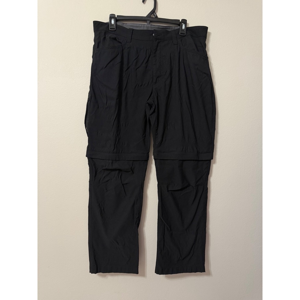 Eddie Bauer Mens 36x30 Convertible Hiking Pants Black Zip Off Cargo Trousers